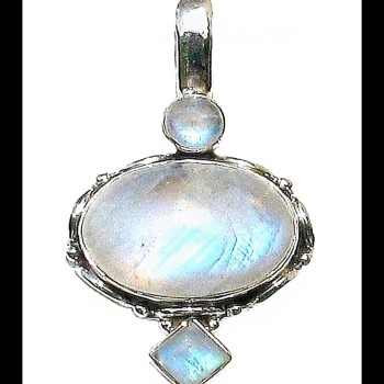 Pendentif indien argent et Pierre de Lune - Bijoux indiens