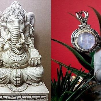 Pendentif indien argent et Pierre de Lune - Bijoux indiens