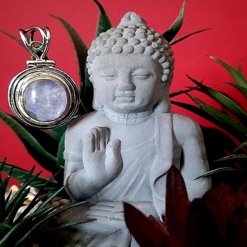 Pendentif indien argent et Pierre de Lune - Bijoux indiens