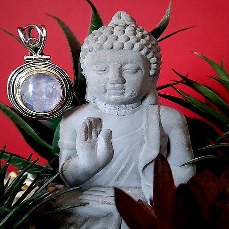 Pendentif indien argent et Pierre de Lune - Bijoux indiens