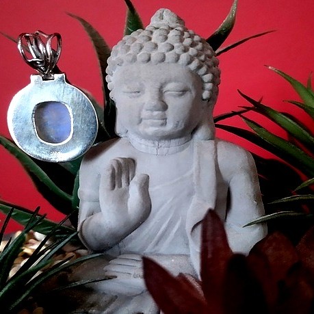 Pendentif indien argent et Pierre de Lune - Bijoux indiens