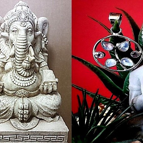 Pendentif indien argent et Pierre de Lune - Bijoux indiens