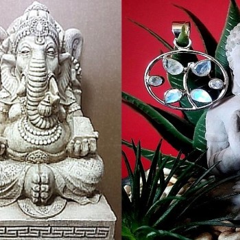 Pendentif indien argent et Pierre de Lune - Bijoux indiens