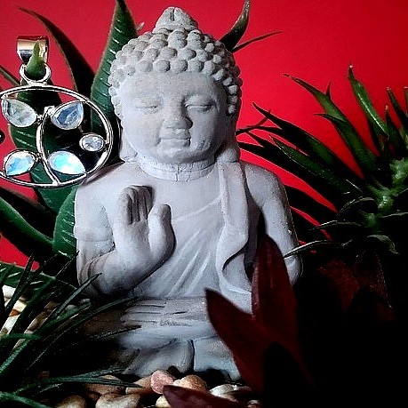 Pendentif indien argent et Pierre de Lune - Bijoux indiens