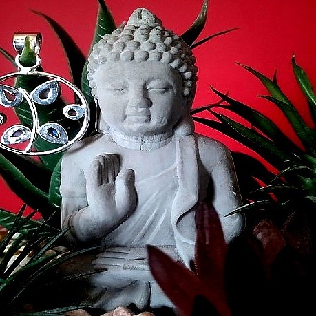 Pendentif indien argent et Pierre de Lune - Bijoux indiens