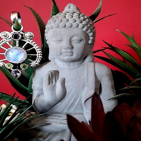 Pendentif indien argent et Pierre de Lune - Bijoux indiens