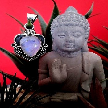 Pendentif indien argent et Pierre de Lune - Bijoux indiens