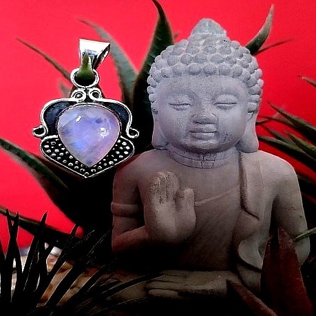Pendentif indien argent et Pierre de Lune - Bijoux indiens