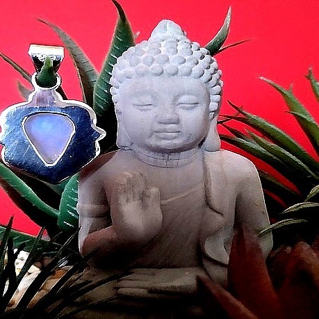 Pendentif indien argent et Pierre de Lune - Bijoux indiens