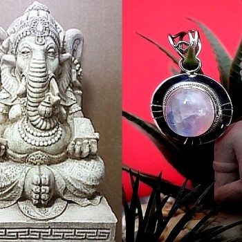 Pendentif indien argent et Pierre de Lune - Bijoux indiens