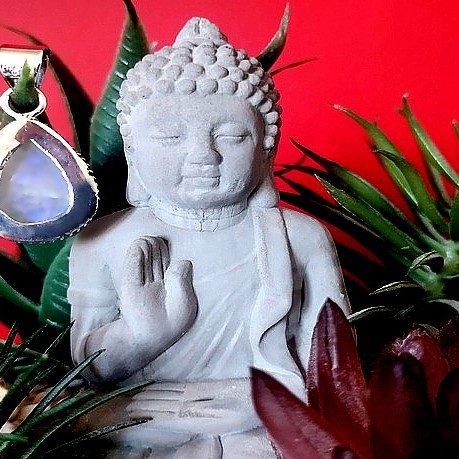 Pendentif indien argent et Pierre de Lune - Bijoux indiens