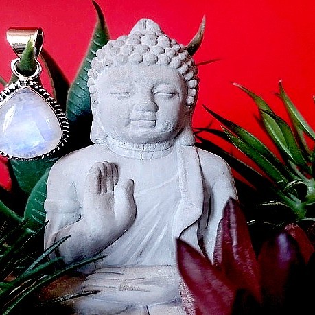 Pendentif indien argent et Pierre de Lune - Bijoux indiens