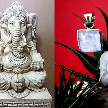 Pendentif indien argent et Pierre de Lune - Bijoux indiens