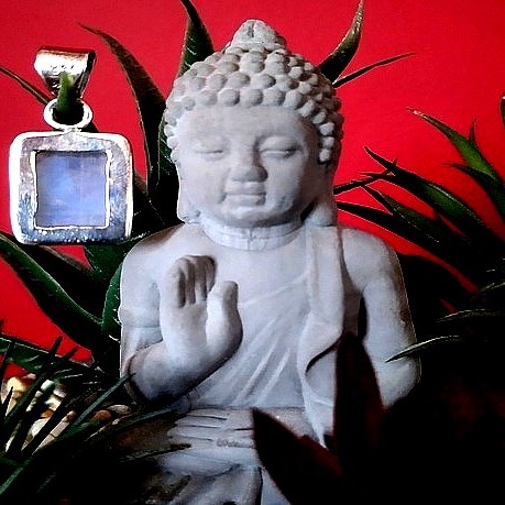 Pendentif indien argent et Pierre de Lune - Bijoux indiens