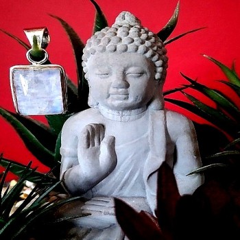 Pendentif indien argent et Pierre de Lune - Bijoux indiens