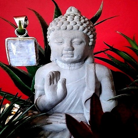 Pendentif indien argent et Pierre de Lune - Bijoux indiens