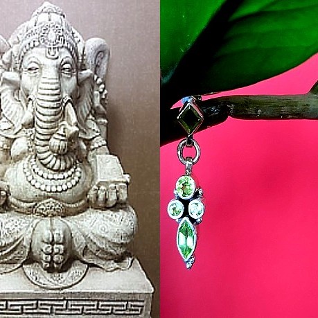 Boucles d'Oreilles indiennes argent et Péridot - Bijoux Inde