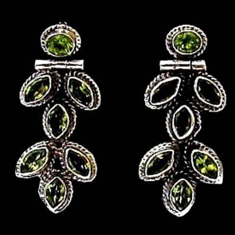 Boucles d'Oreilles indiennes argent et Péridot - Bijoux Inde