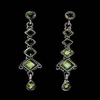Boucles d'Oreilles indiennes argent et Péridot - Bijoux Inde