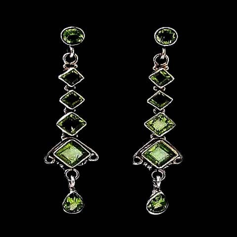 Boucles d'Oreilles indiennes argent et Péridot - Bijoux Inde
