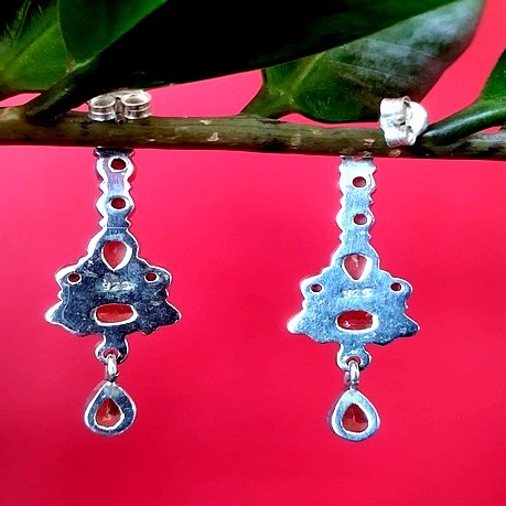 Boucles d'Oreilles indiennes argent et Péridot - Bijoux Inde