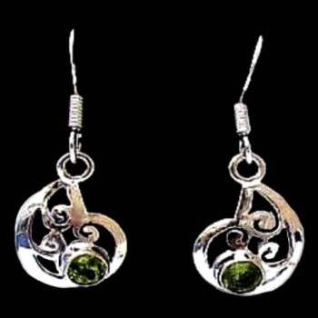 Boucles d'Oreilles indiennes argent et Péridot - Bijoux Inde