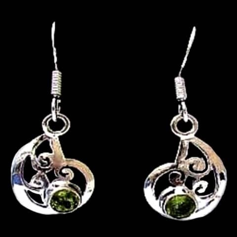 Boucles d'Oreilles indiennes argent et Péridot - Bijoux Inde