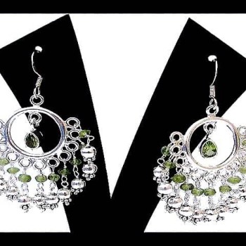 Boucles d'Oreilles indiennes argent et Péridot - Bijoux Inde