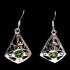 Boucles d'Oreilles indiennes argent et Péridot - Bijoux Inde