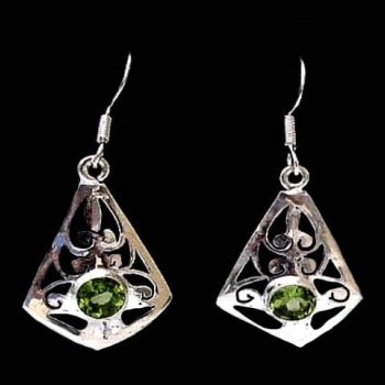 Boucles d'Oreilles indiennes argent et Péridot - Bijoux Inde