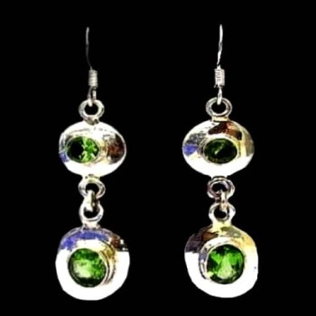 Boucles d'Oreilles indiennes argent et Péridot - Bijoux Inde