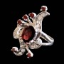 Bague argent rhodié Grenat naturel