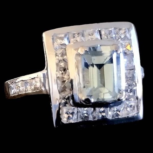 Bijoux indiens - Bague indienne rhodiée Topaze