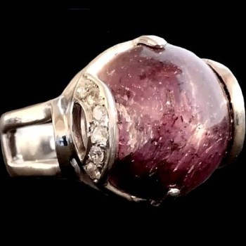 Bijoux indiens - Bague indienne rhodiée Saphir étoilé (Rubis)