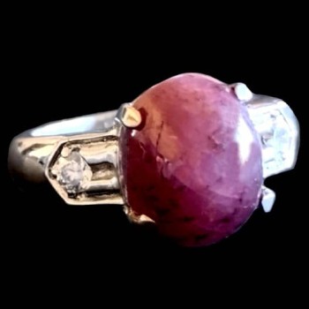 Bijoux indiens - Bague indienne rhodiée Saphir étoilé (Rubis)