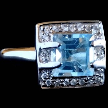 Bijoux indiens - Bague indienne rhodiée Topaze