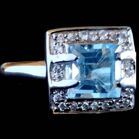 Bijoux indiens - Bague indienne rhodiée Topaze