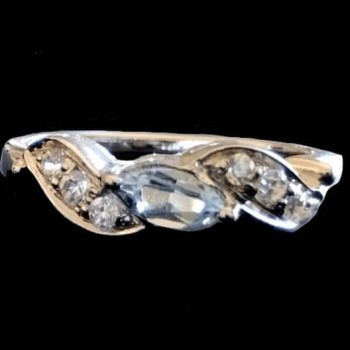 Bijoux indiens - Bague indienne rhodiée Topaze