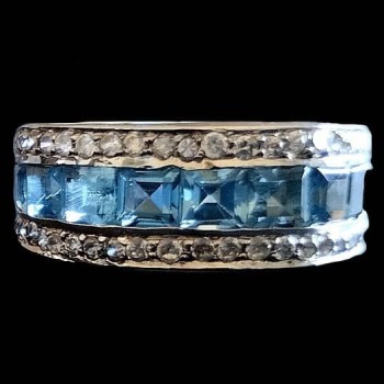 Bijoux indiens - Bague indienne rhodiée Topaze