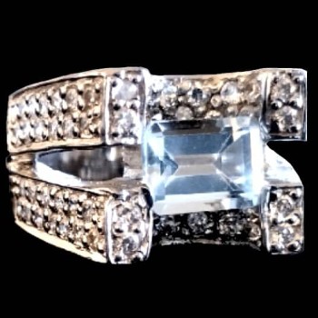 Bijoux indiens - Bague indienne rhodiée Topaze