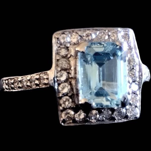 Bijoux indiens - Bague indienne argent rhodié Topaze