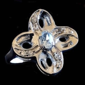 Bijoux indiens - Bague indienne rhodiée Topaze