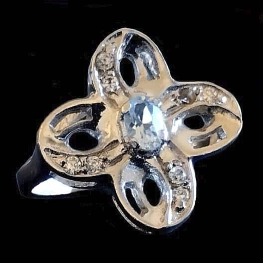 Bijoux indiens - Bague indienne rhodiée Topaze