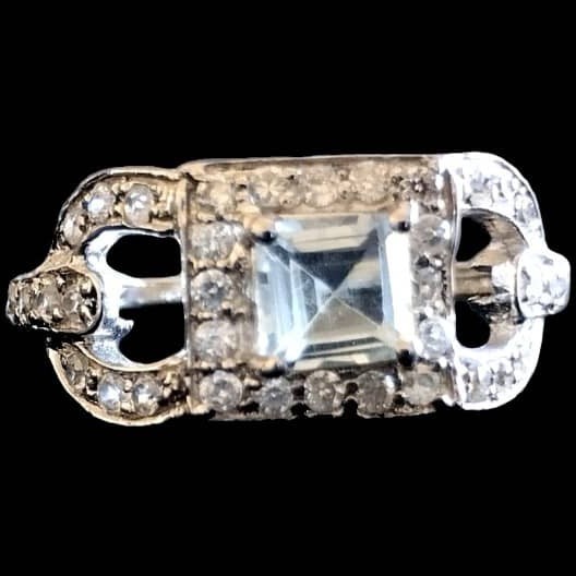 Bijoux indiens - Bague indienne rhodiée Topaze