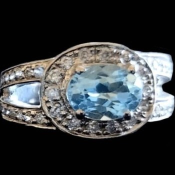 Bijoux indiens - Bague indienne rhodiée Topaze