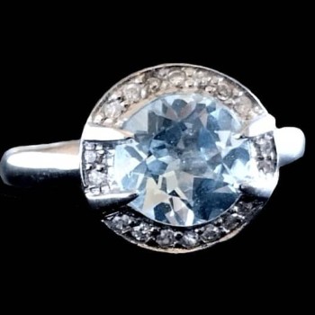 Bijoux indiens - Bague indienne rhodiée Topaze