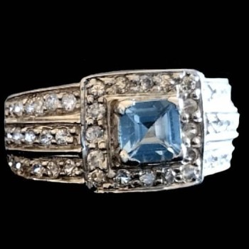 Bijoux indiens - Bague indienne rhodiée Topaze