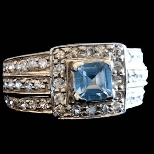 Bijoux indiens - Bague indienne rhodiée Topaze