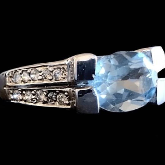 Bijoux indiens - Bague indienne rhodiée Topaze