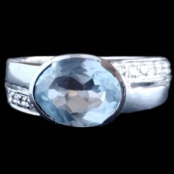 Bijoux indiens - Bague indienne rhodiée Topaze